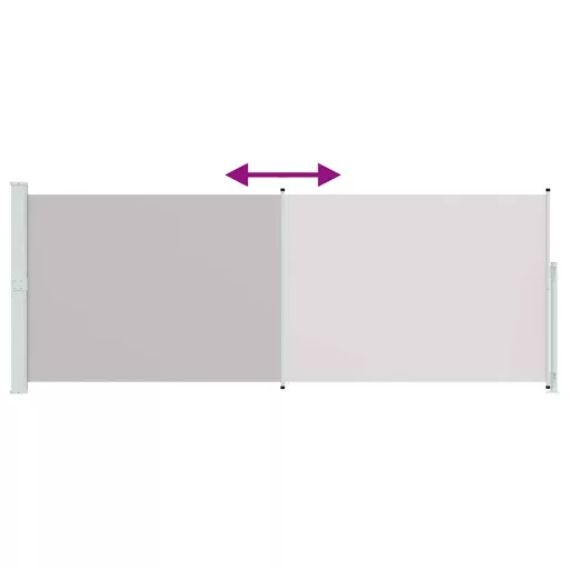 Szürke behúzható oldalsó terasznapellenző 180 x 500 cm