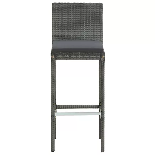 2 db szürke polyrattan kerti bárszék párnával