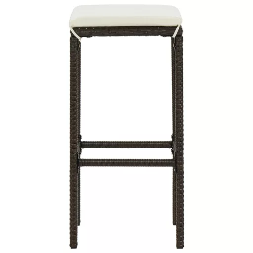 2 db barna polyrattan bárszék párnával