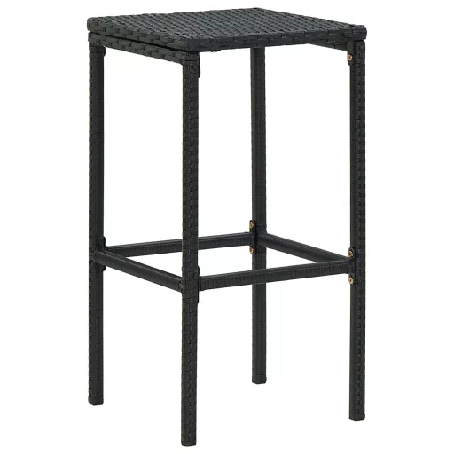 2 db fekete polyrattan bárszék párnával