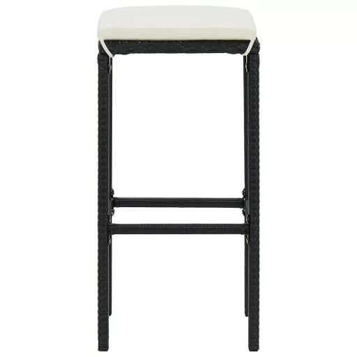 2 db fekete polyrattan bárszék párnával
