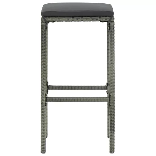 2 db szürke polyrattan bárszék párnával