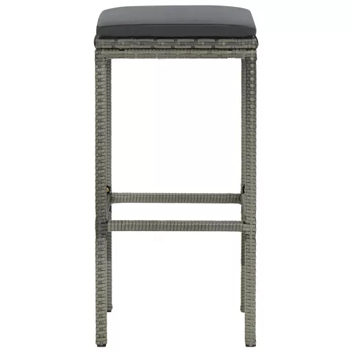 2 db szürke polyrattan bárszék párnával