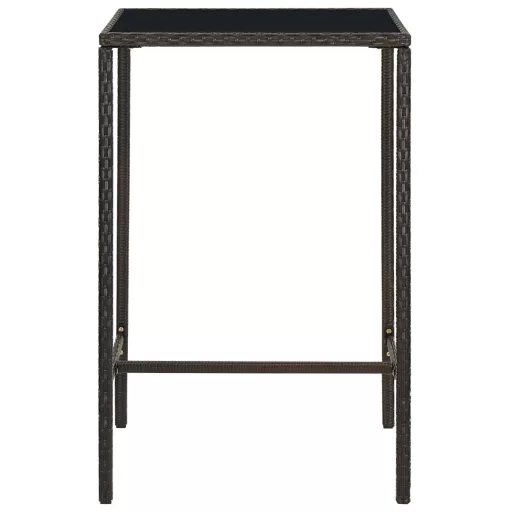 Barna polyrattan és üveg kerti bárasztal 70 x 70 x 110 cm