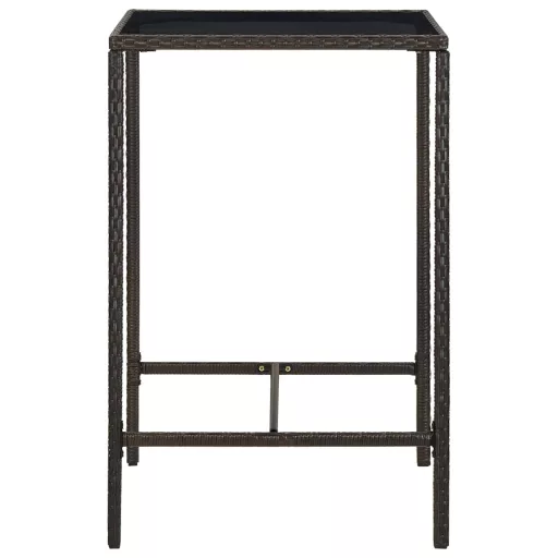 Barna polyrattan és üveg kerti bárasztal 70 x 70 x 110 cm