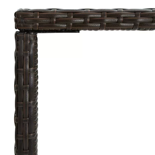 Barna polyrattan és üveg kerti bárasztal 70 x 70 x 110 cm