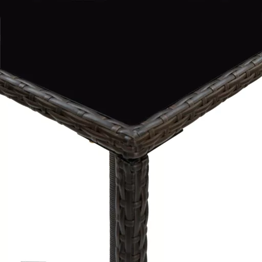 Barna polyrattan és üveg kerti bárasztal 70 x 70 x 110 cm