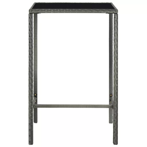 Szürke polyrattan és üveg kerti bárasztal 70 x 70 x 110 cm