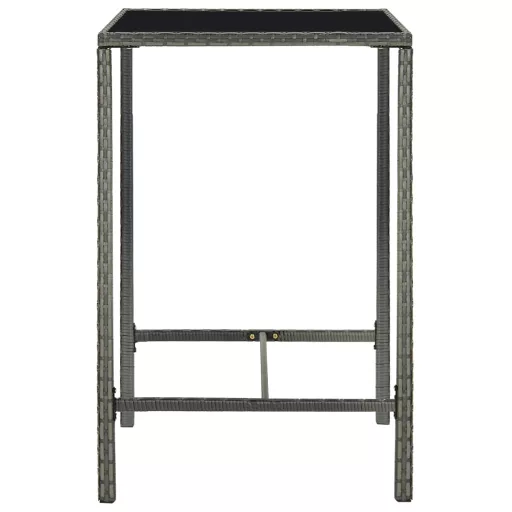 Szürke polyrattan és üveg kerti bárasztal 70 x 70 x 110 cm