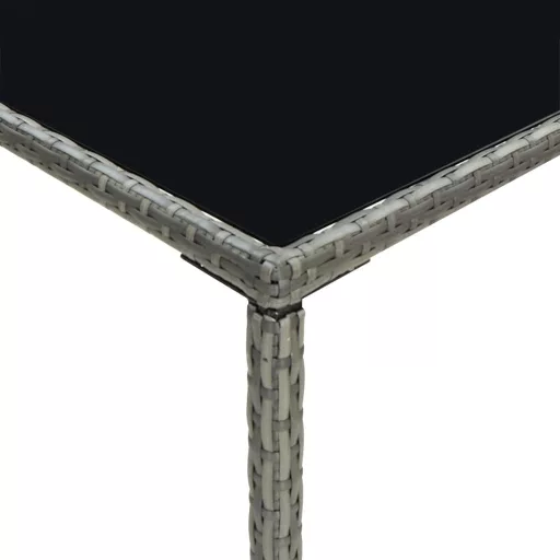 Szürke polyrattan és üveg kerti bárasztal 70 x 70 x 110 cm