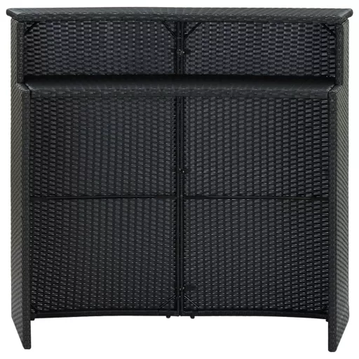 Fekete polyrattan kerti bárasztal 120 x 55 x 110 cm