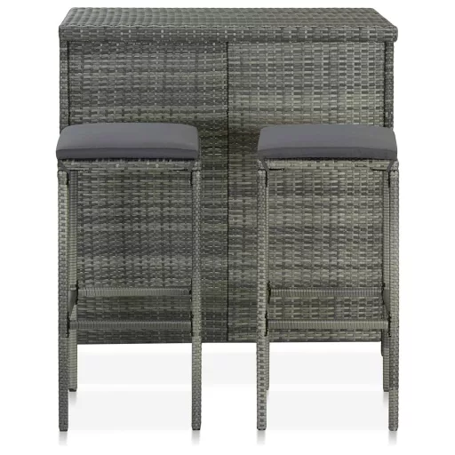 3 részes szürke polyrattan bárszett