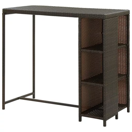 Barna polyrattan kerti tárolóláda 120 x 60 x 110 cm