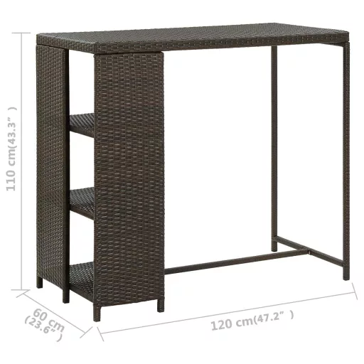 Barna polyrattan kerti tárolóláda 120 x 60 x 110 cm