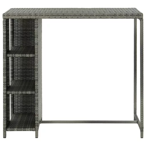 Szürke polyrattan bárasztal tárolópolccal 120 x 60 x 110 cm