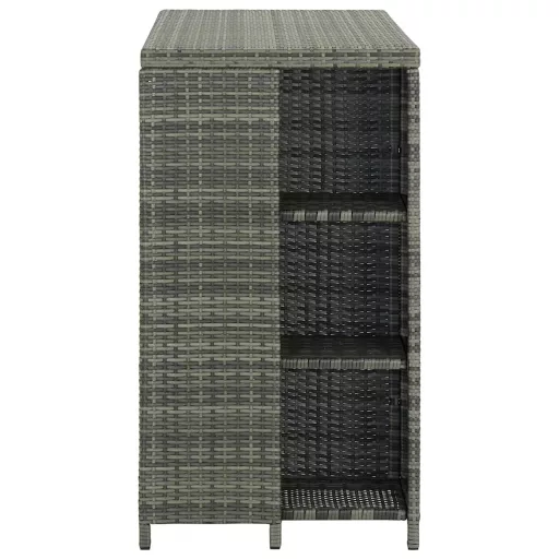 Szürke polyrattan bárasztal tárolópolccal 120 x 60 x 110 cm