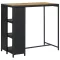 Fekete polyrattan bárasztal tárolópolccal 120 x 60 x 110 cm