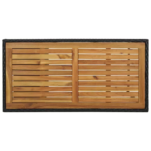 Fekete polyrattan bárasztal tárolópolccal 120 x 60 x 110 cm