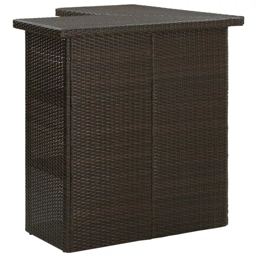 Barna polyrattan sarok bárasztal 100 x 50 x 105 cm