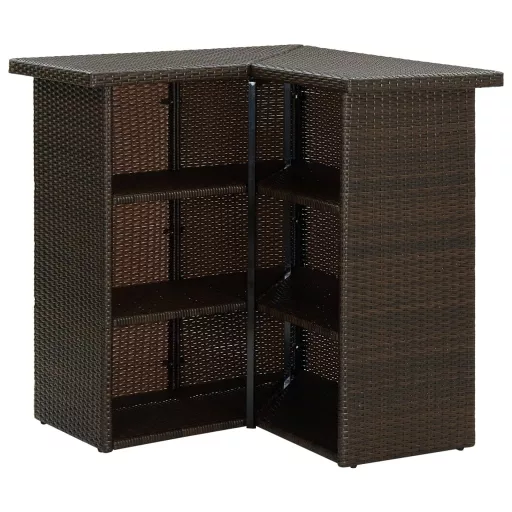 Barna polyrattan sarok bárasztal 100 x 50 x 105 cm