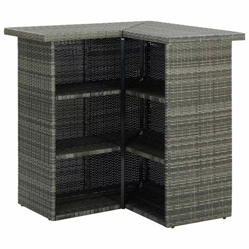 Szürke polirattan sarok bárasztal 100 x 50 x 105 cm