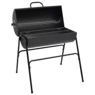   Fekete acél henger alakú grillsütő 2 sütőráccsal 80x95x90 cm
