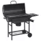 Fekete acél hengeres grillsütő kerékkel és polccal 115x85x95 cm