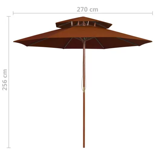 Terrakotta kétszintes napernyő farúddal 270 cm