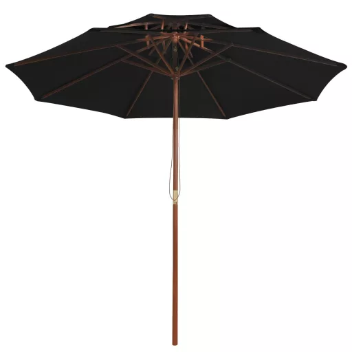 Fekete kétszintes napernyő farúddal 270 cm