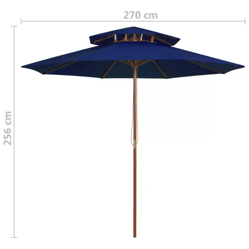 Kék kétszintes napernyő farúddal 270 cm