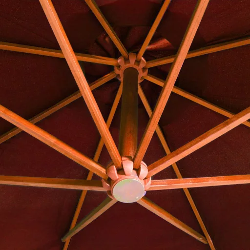 Terrakotta színű tömör fenyőfa függő napernyő rúddal 3,5x2,9 m