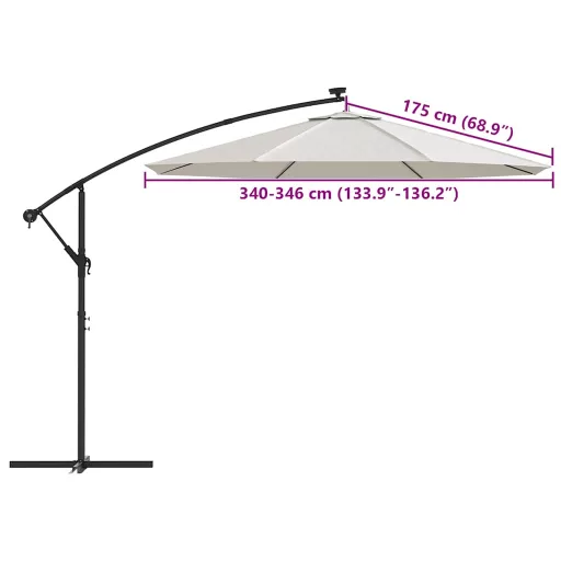 Homokfehér konzolos napernyőponyva 350 cm
