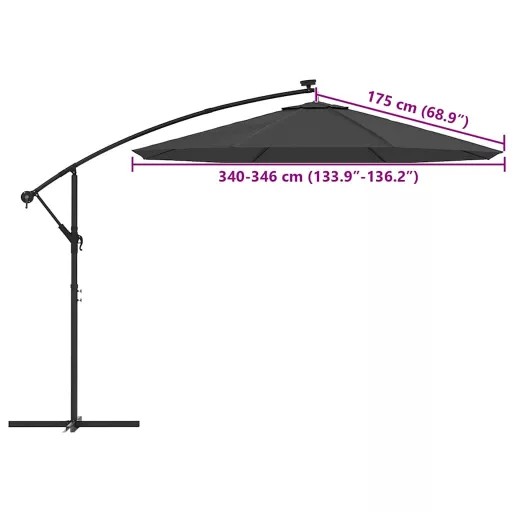 Antracitszürke konzolos napernyőponyva 350 cm