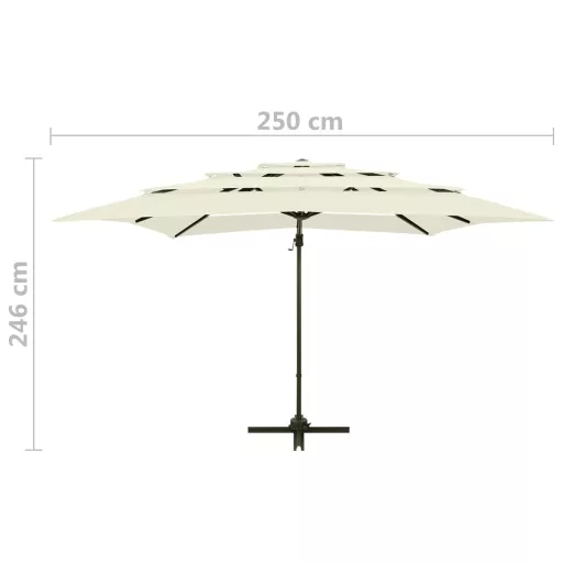 4 szintes homokszínű napernyő alumíniumrúddal 250 x 250 cm