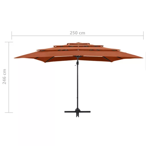 4 szintes terrakotta napernyő alumíniumrúddal 250 x 250 cm
