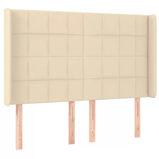 Krémszínű szövet rugós és LED-es ágy matraccal 140x200 cm