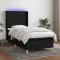 Fekete szövet rugós és LED-es ágy matraccal 80 x 200 cm