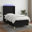 Fekete szövet rugós és LED-es ágy matraccal 80 x 200 cm