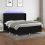 Fekete szövet rugós és LED-es ágy matraccal 160x200 cm