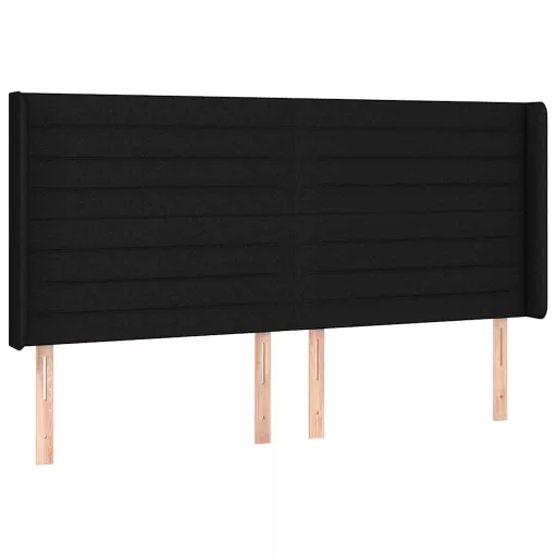 Fekete szövet rugós és LED-es ágy matraccal 160x200 cm