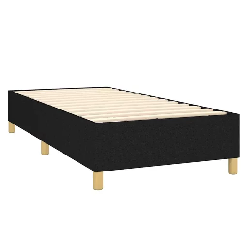 Fekete szövet rugós és LED-es ágy matraccal 90x200 cm