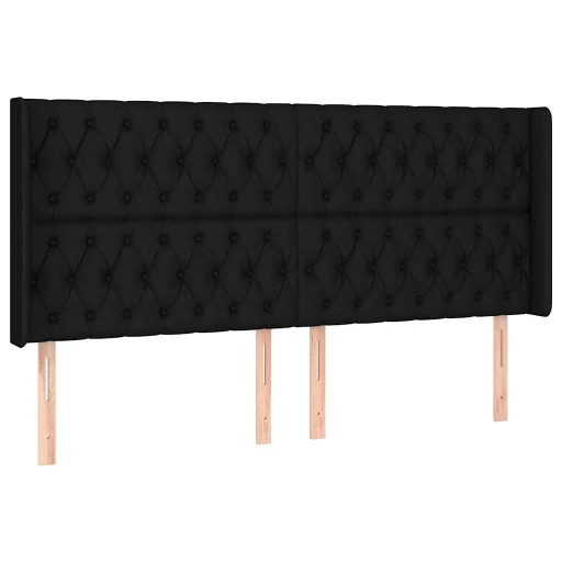 Fekete szövet rugós és LED-es ágy matraccal 180 x 200 cm