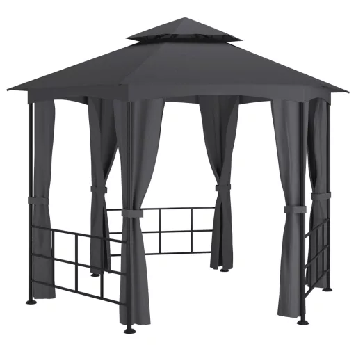 Antracitszürke pavilon oldalfalakkal 3,1 x 2,7 m