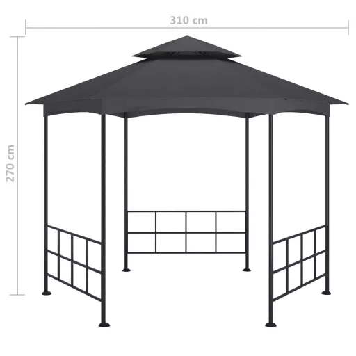 Antracitszürke pavilon oldalfalakkal 3,1 x 2,7 m