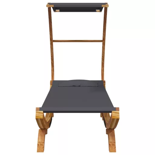Kültéri antracit baldachinos hajlított fa nyugágy 100x190x134cm