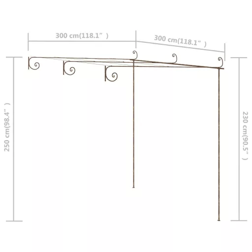 Antik barna vas kerti pergola 3 x 3 x 2,5 m