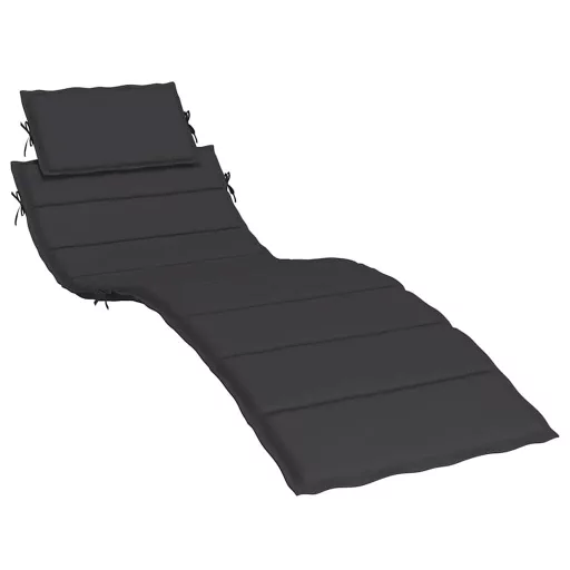 Fekete oxford szövet napozóágy párna 186x58x4 cm