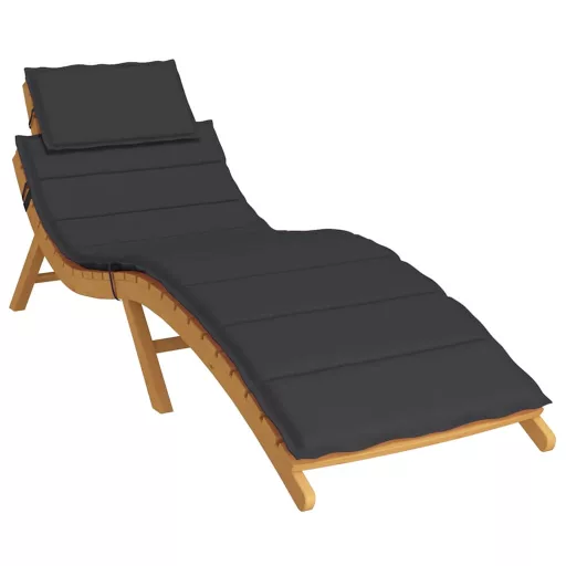 Fekete oxford szövet napozóágy párna 186x58x4 cm