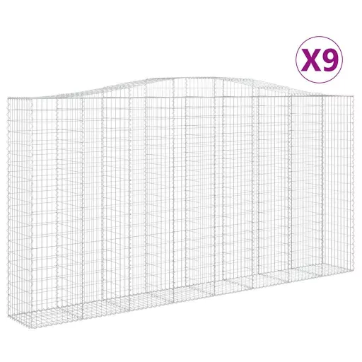 9 db íves horganyzott vas gabion kosár 400x50x200/220 cm