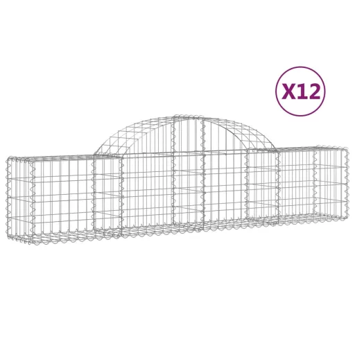 12 db íves horganyzott vas gabion kosár 200x30x40/60 cm